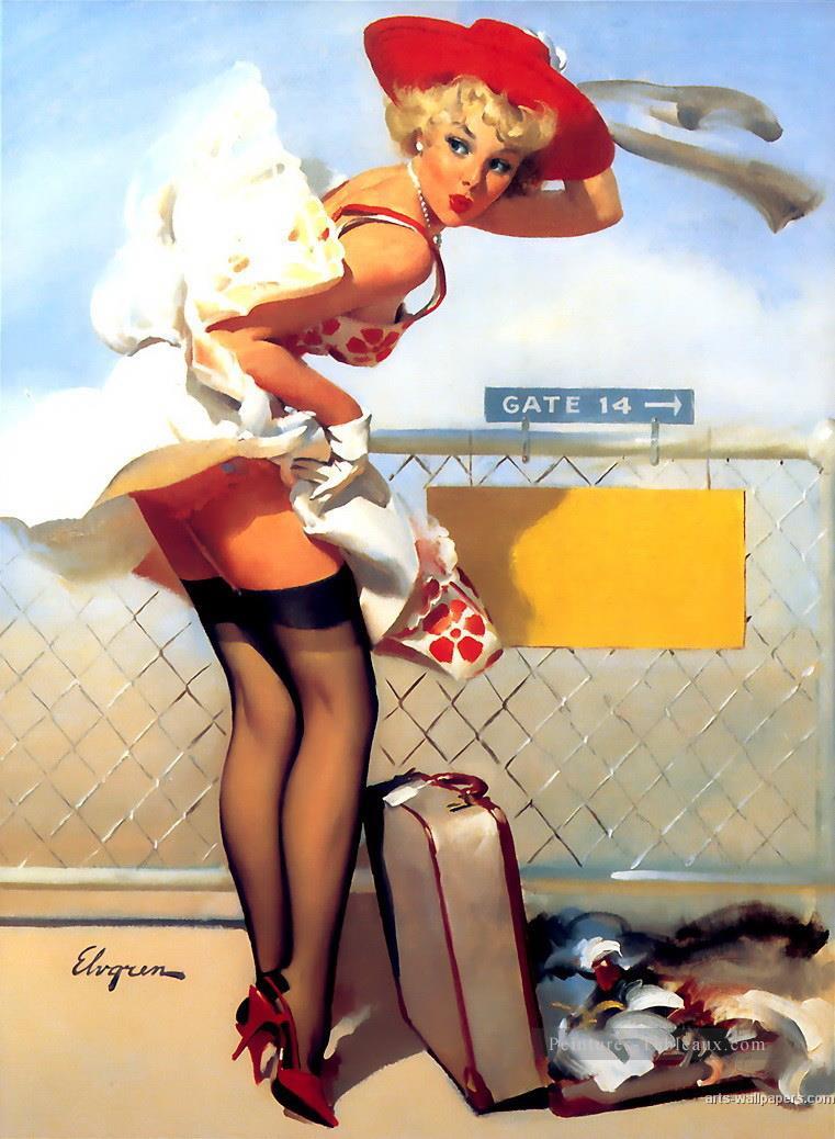 up in the air 1965 1 pin up Peintures à l'huile